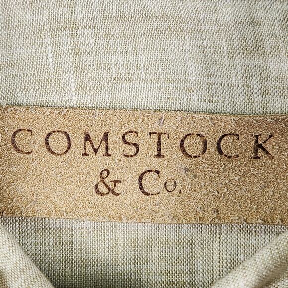 Comstock Co Mens SM 100% Linen Shirt Natural Beige Long Sleeve Button Down EUC - Picture 3 of 16